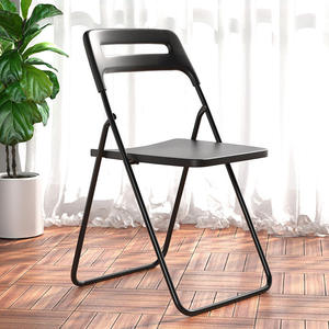 Black Metal Folding <b>Dining</b> <b>Chair</b>, Space Saving Foldable Side <b>Chair</b> for Home Restaurant Event - Product Image 2