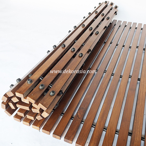 Tapis de douche en teck rayé moderne de qualité supérieure, antidérapant, séchage rapide, style spa, en bois massif, pour intérieur et extérieur - Product Image 5