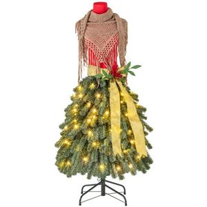 5 FT Pre-Lit Dress Form Christmas Tree Artificial Mannequin for Festive Decorations - Product Image 1