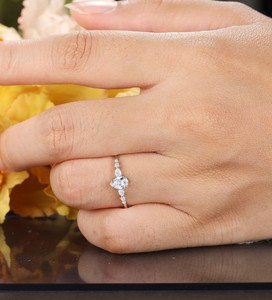 Pear Cut Moissanite Gold Plated 925 Sterling <b>Silver</b> Engagement <b>Ring</b> Elegant Teardrop <b>Solitaire</b> Wedding Jewelry Gift for Women - Product Image 3