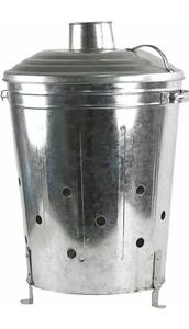 Bac à incinération de jardin en fer galvanisé avec couvercle et cheminée, bac à déchets de feu rond en métal pour brûlage extérieur, vente en gros usine - Product Image 5