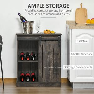 Mobile buffet moderno rustico in metallo autoportante con anta scorrevole e portabottiglie da 6 bottiglie - Product Image 4