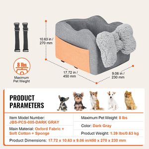 Seggiolino rialzato per cani di piccola taglia da posizionare sul bracciolo centrale dell'auto, con guinzaglio a clip e coprisedile posteriore per animali domestici, dotato di caratteristiche regolabili - Product Image 4