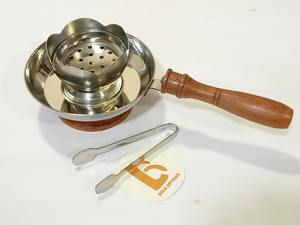 Quemador de incienso árabe de acero inoxidable con soporte para carbón y mango de madera, quemador de Oud Madkhan aromático hecho a mano - Product Image 3