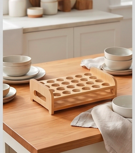 Étagère de rangement rectangulaire en bambou à un seul niveau, empilable, design minimaliste pour le rangement des articles de salle de bain - Product Image 3