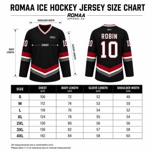 Camiseta de Hockey sobre Hielo Personalizada para Hombre, Sublimada, en Negro, Rojo, Blanco y Gris, con Cuello en V, Uniforme de Equipo con Nombre y Número de Jugador Personalizados - Product Image 3