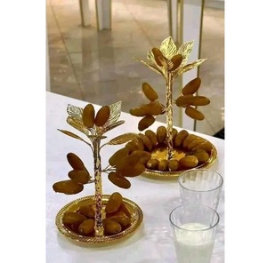Bandeja Redonda de Metal Nórdica con Soporte de Palmera Dorada, Vajilla, Bandeja para Chocolate, para Bodas, Fiestas, Postres, Frutas Secas - Product Image 4