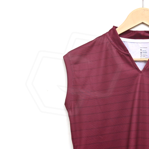 Haut de sport sans manches bordeaux en polyester pour femme, col en V, respirant, uniforme de golf pour adulte, vêtements de sport, chemises athlétiques personnalisées, vente en gros - Product Image 3