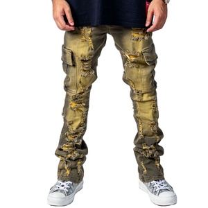 Pantalones vaqueros de moda para hombre, pantalones vaqueros ajustados, rectos, ajustados, rasgados, desgastados, informales, con estilo, duraderos, de alta calidad, al por mayor - Product Image 1