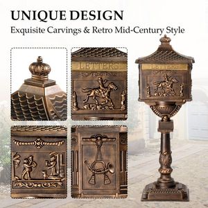 Heavy Duty Cast Aluminum Mailbox Post with 2 Keys Baffle Door Expansion Bolts Address Panel Ground Larg-Premium Postal Box - Product Image 5