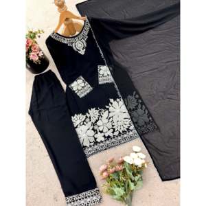 Designer <b>Women's</b> Top-Bottom-Dupatta Set with Elegant Embroidery Sequence <b>Work</b> - Product Image 1