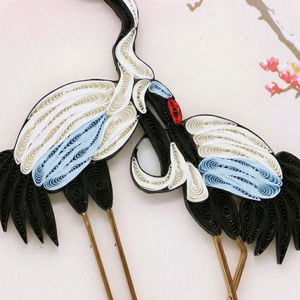 การ์ดควิลลิ่งลายคู่นกกระสา การ์ดควิลลิ่งทำมือ พร้อมซอง สำหรับคู่รักและคำอวยพรงานแต่งงาน - Product Image 2