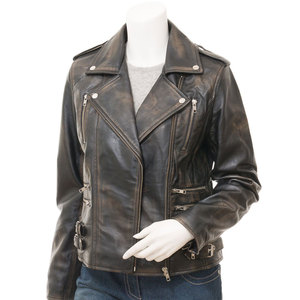 Women <b>Real</b> <b>Leather</b> <b>Jacket</b> Fashion Moto Biker Style Custom Logo Manufacturer Spread Collar Design for women <b>jacket</b> - Product Image 4