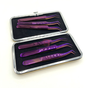 Nouvel ensemble de 6 pinces à cils durables en acier inoxydable avec pointe fine pour extensions de cils - Product Image 3