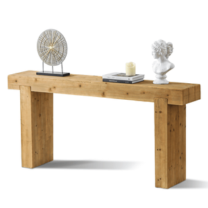 63\" Solid Wood Console Table-Rustic Farmhouse Design for Entryway Hallway Narrow Rectangular Sofa Table - Product Image 3