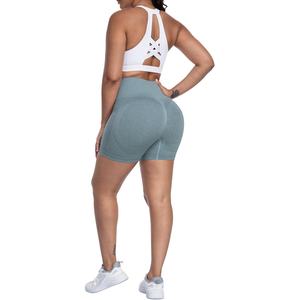 Shorts Deportivos Sin Costuras Color Azul Polvoriento, Shorts de Cintura Alta para Mujer, Shorts para Correr, Entrenamiento, Ciclismo, Yoga - Product Image 5