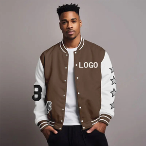 Chaqueta Varsity Original Unisex Blanca Bordada, Corte Regular, Cuello Alto, Ropa Casual de Invierno, 100% Algodón, Tejido de Lana - Product Image 3