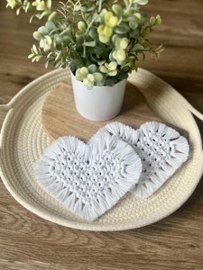 Handmade Heart Shape Macrame Coasters Elegant Boho Party Decor Suitable for Guest Entertainment and Special Occasions Decor - Product Image 2