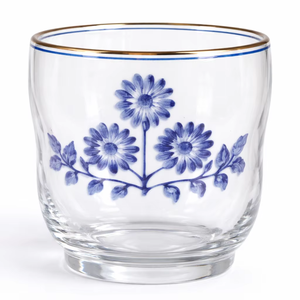 Pot à bougie en verre peint à la main Blue Blossom, parfait pour les salons, les chambres, les restaurants, les spas, les mariages et les fêtes. - Product Image 1