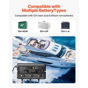 Caricabatterie Marino Intelligente a 3 Banchi 5A 12V Impermeabile IP68 per Barche con Batterie agli Ioni di Litio - Product Image 2