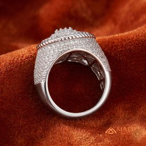 Moissanite <b>Ring</b> <b>Mens</b> Round Halo Signet <b>Ring</b> Iced Out Statement Jewelry Luxury Gift <b>for</b> Him Sparkling Premium Finish Fit - Product Image 3