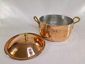 Casserole en cuivre avec couvercle, style vintage, durable, lavage à la main uniquement, pour cuisinière à gaz et à induction - Product Image 1