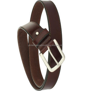 Cinturón Casual de Cuero Genuino Grueso Marrón Hecho a Mano de Calidad de Exportación para Hombre con Hebilla Ajustable de Latón de Una Sola Punta - Product Image 6