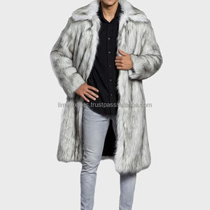 Nouveau prix spécial, manteau long en fausse fourrure de renard pour homme - Imperméable et réversible avec capuche - Product Image 2