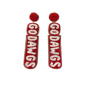 Go Dawgs Beaded Earrings for Women Patriotic Orange White Blue Colour for Wedding or <b>Memorial</b> Day - Product Image 1