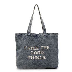 Sacs fourre-tout en jean imprimé de luxe avec élégants sacs de courses réutilisables en jean pour femmes, parfaits pour les voyages, la plage, le shopping et l'usage quotidien - Product Image 4