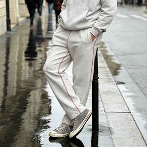 Pantalon de survêtement homme en molleton 100% coton, personnalisé, gaufré, taille à cordon, effet délavé soleil - Product Image 2