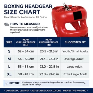 Casque de boxe - Protection de tête professionnelle pour le sparring et l'entraînement - Fermeture à lacets réglable - Rouge - S/M/L/XL - Product Image 4