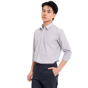Chemise habillée rose en popeline pour homme, manches longues, col rabattu, couleur unie, design personnalisé au dos, style décontracté chic, idéale pour le printemps - Product Image 3