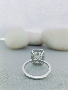 Fine Jewelry 14K Solid White/Yellow <b>Gold</b> VVS Diamond Emerald Shape Halo Engagement Wedding <b>Ring</b> 3.0 CT for GIA Certified Gift - Product Image 2