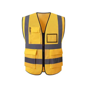 Chaleco de seguridad reflectante de alta visibilidad al por mayor, 100% poliéster, tejido y malla, cómodo, ropa de trabajo, chaleco de seguridad negro - Product Image 1