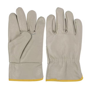 Guantes de Seguridad para Mecánicos, Color Gris, Guantes de Trabajo de Cuero para Construcción con Protección Completa para los Dedos y Muñeca Elástica - Product Image 3