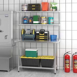 Scolapiatti da Cucina in Acciaio Inossidabile 48 x 12 Pollici con Ripiano Inferiore Regolabile - Product Image 6