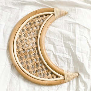 Autocollants muraux en forme de croissant de lune, décoration de chambre d'enfant, breloques murales, accessoires suspendus en rotin - Product Image 1