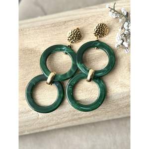 Boucles d'oreilles en résine pour femmes modernes, design artistique artisanal, durables, légères, accessoires de mode en cristal pour les soirées - Product Image 3