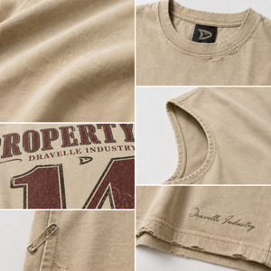 <b>Y2K</b> Heavyweight Cotton Muscle Tee | Oversized Sleeveless Cutoff Tank <b>Top</b> | "Property Of 14" Graphic Print | Streetwear Gym Shirt - Product Image 6