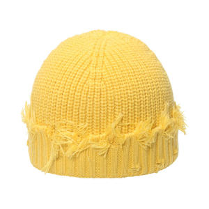 Gorro de Punto Desgastado Unisex para Invierno, Gorro de Pescador con Borde Crudo Personalizado, Cálido, para Hombre y Mujer, Venta al Por Mayor de Ropa Urbana - Product Image 4