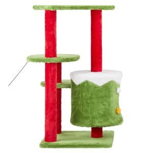 Torre per Gatti a Tema Natalizio da 32 Pollici con 3 Livelli, Cuccia in Peluche, Centro Attività per Gatti da Interno, Giocattoli Interattivi e di Movimento per Animali Domestici - Product Image 5
