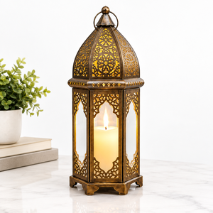 Lanterne décorative en métal de style marocain, design moderne de style royal, lanterne de sol, décoration pour la maison, le jardin, le Ramadan, la Saint-Valentin - Product Image 1