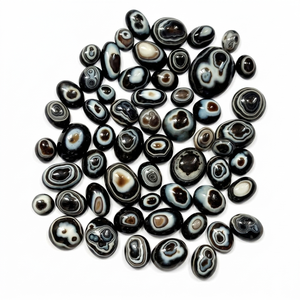 Perles d'agate Sulemani naturelle, authentiques, à rayures noires, pierres en vrac pour la fabrication de bijoux, perles de pierres précieuses à énergie curative, Conifer - Product Image 1