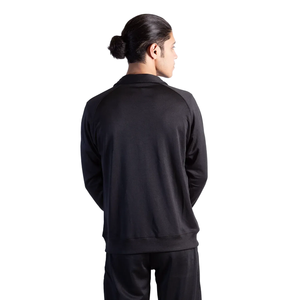 Ensemble de survêtement noir pour homme avec veste zippée et pantalon de jogging avec poches latérales, tenue décontractée pour l'automne - Product Image 4