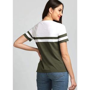 Venta al por mayor 100% algodón moda verano camiseta de gran tamaño para las mujeres diseño personalizado a rayas cuello redondo de talla grande ecológico - Product Image 3
