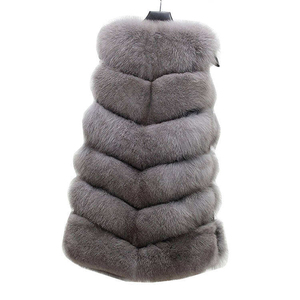 Gilet en fausse fourrure de renard pour femme AL SWANS INTERNATIONAL, sans manches, épais, chaud, pour l'hiver, col amovible, couleur unie, luxe - Product Image 6
