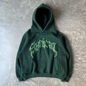 เสื้อฮู้ดดี้โอเวอร์ไซส์ผ้าฝ้ายหนานุ่มสำหรับผู้ชาย สไตล์วินเทจแบบอเมริกัน สตรีทแวร์ พิมพ์ลายดาว แต่งดีเทลขาดๆ แบบดิสเทรส - Product Image 5