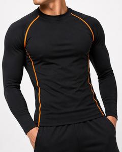 Rashguard pour homme noir à manches longues, col rond, en spandex et polyester, haute qualité, sans couture, séchage rapide, respirant, écologique, anti-UV, 180g - Product Image 3