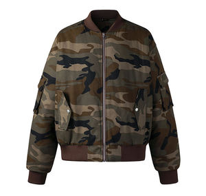 Blouson bomber camouflage unisexe, fermeture éclair, col rabattu, coupe décontractée, matière polyester, vêtement d'automne - Product Image 2